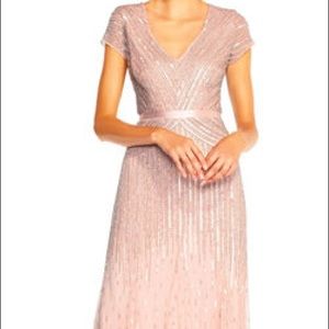 Adrianna Pappel beaded blush gown petite 4P